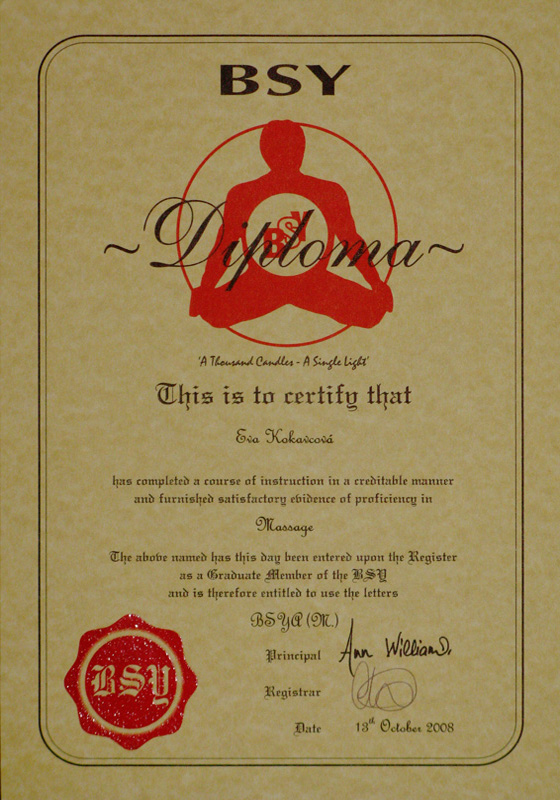 Certificate BSY Massage